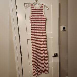 Universal Thread White and Red Striped Stretchy Maxi Dress Sz M